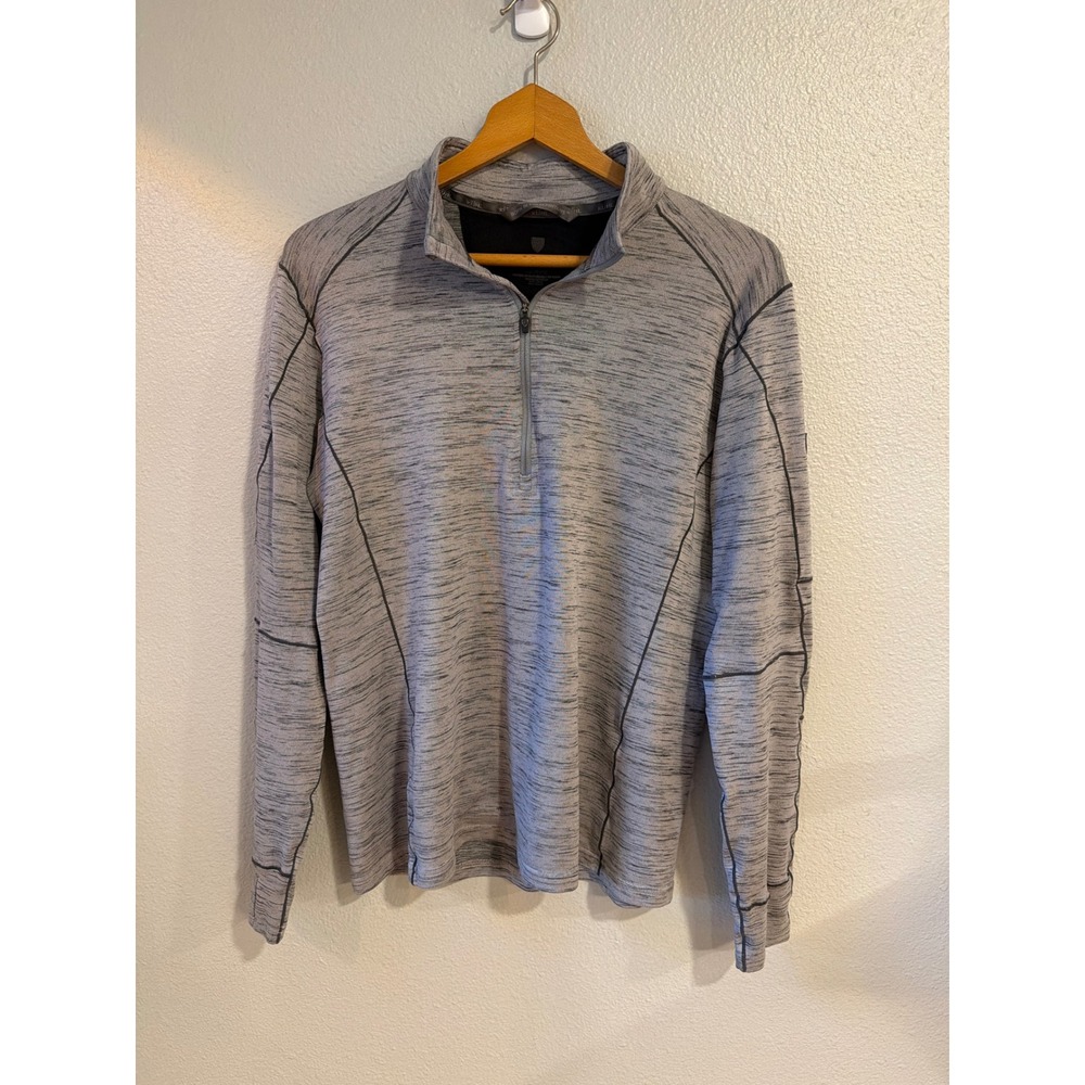 Kuhl Pullover Quarter Zip Men's Lg Gray Excellent‎ Space Dye Hiking Athletic